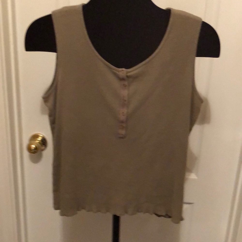 Ruff Hewn Henley Tee Tank With Ruffled Edge